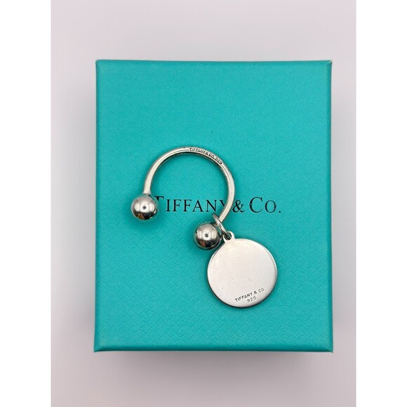 TIFFANY & CO Vintage Sterling Silver Medium Horseshoe Ball Key Ring - Picture 2 of 3